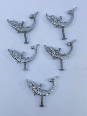 vintage silver tone dolphin drawer pulls with screws coastal nautical decor 5